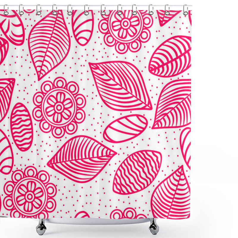 Personality  Pink Lines Floral Pattern Wallpaper Shower Curtains