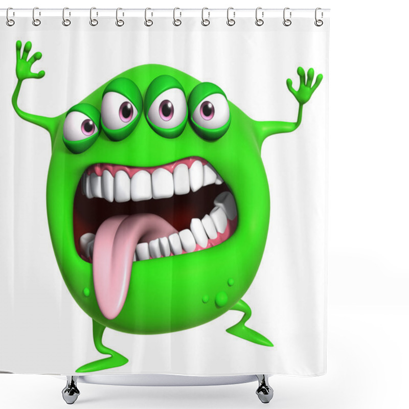 Personality  3d Cartoon Green Monster Shower Curtains