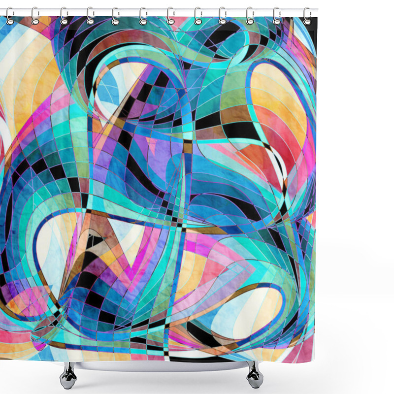 Personality  Abstract Wavy Elements Background Shower Curtains