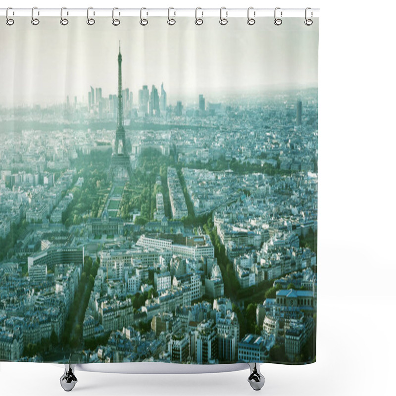 Personality  Aerial Panoramic View Of Paris With The Eiffel Tower Shower Curtains