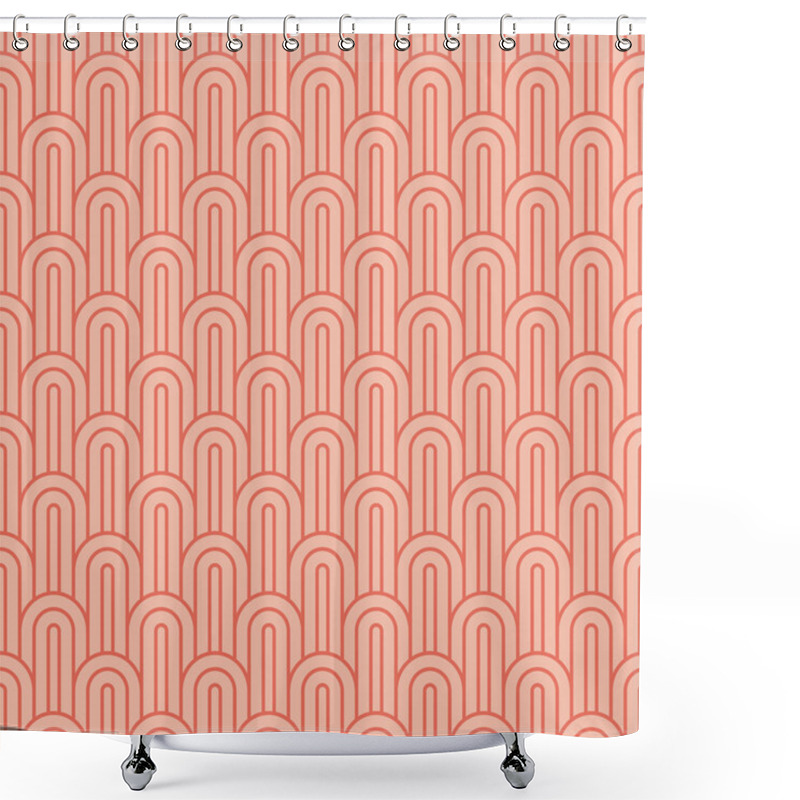 Personality  Coral Pink Overlapping Arcs Shower Curtains