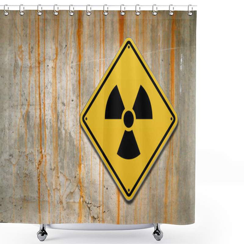 Personality  Diamond-shaped Sign With Yellow Background And Black Border With A Ionizing Radiation Sign Drawn In The Middle. Shower Curtains