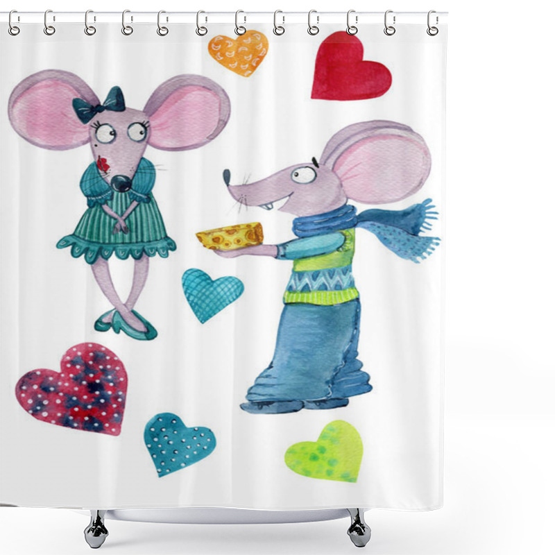 Personality  A Couple Of Mice In Love Shower Curtains