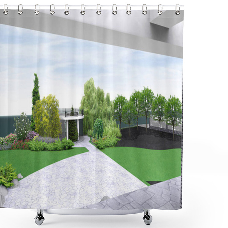 Personality  Planting Of Greenery With Plants With Varying Textures. Shower Curtains