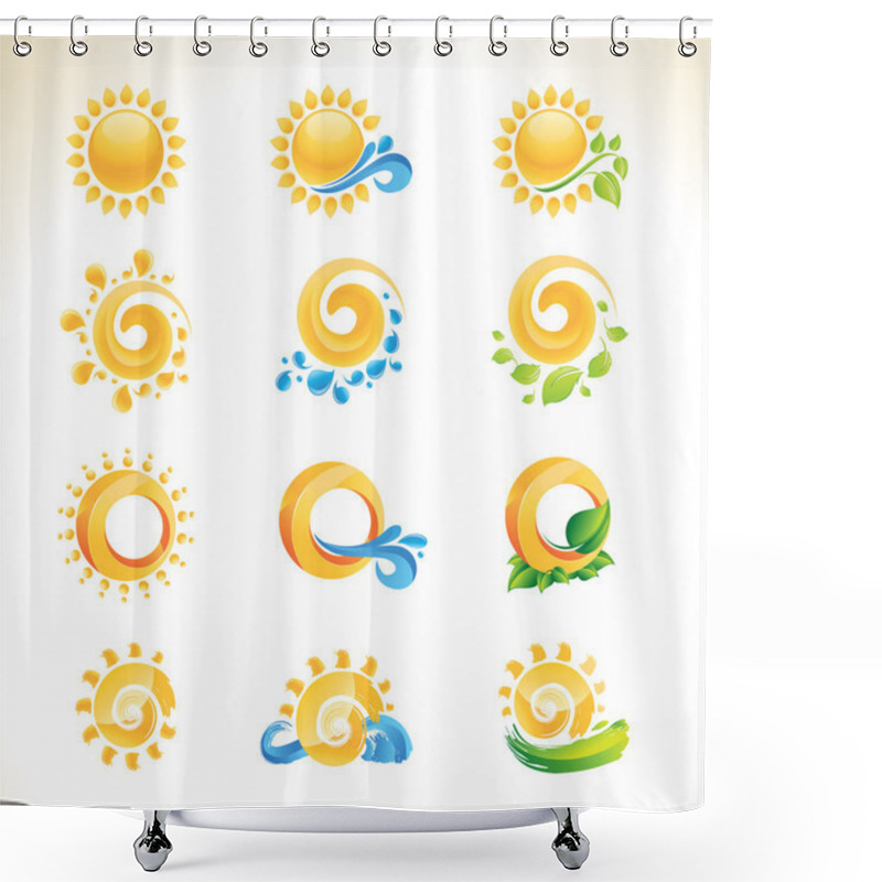 Personality  Set Of Sun Icons Shower Curtains