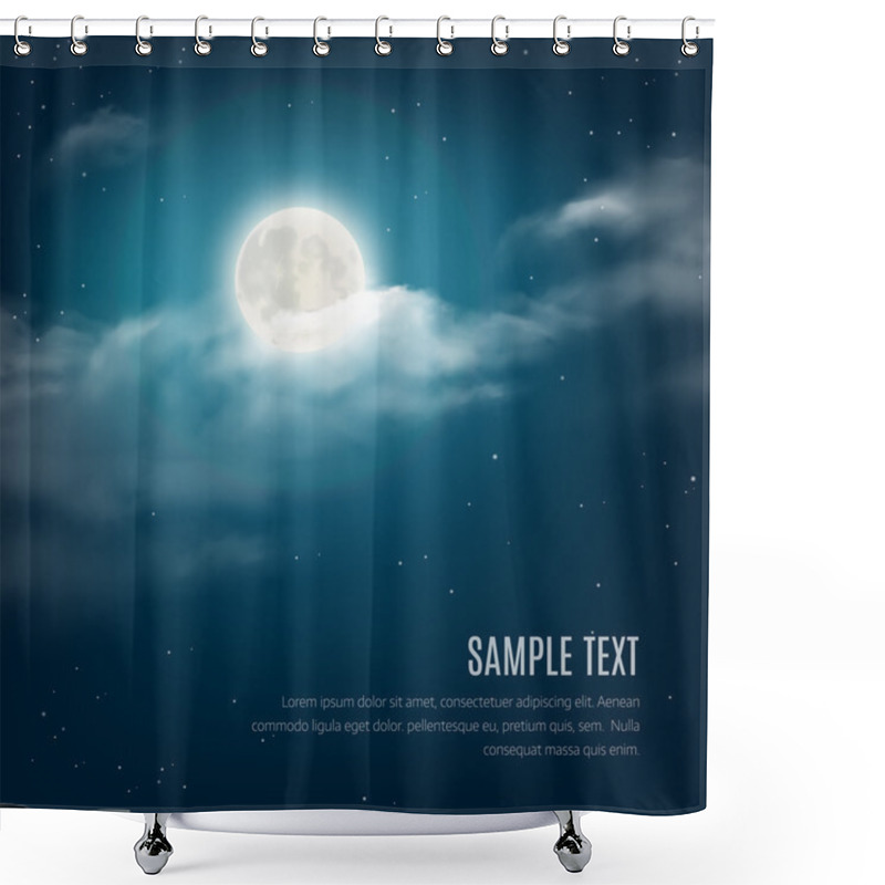 Personality  Night Sky Background, Cloudy Sky With The Shining Stars And Moon. Vector Illustration Shower Curtains