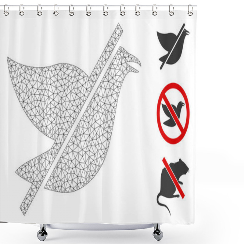 Personality  Mesh No Bird Polygonal Icon Vector Illustration. Abstraction Is Based On No Bird Flat Icon. Triangle Network Forms Abstract No Bird Flat Model. Shower Curtains