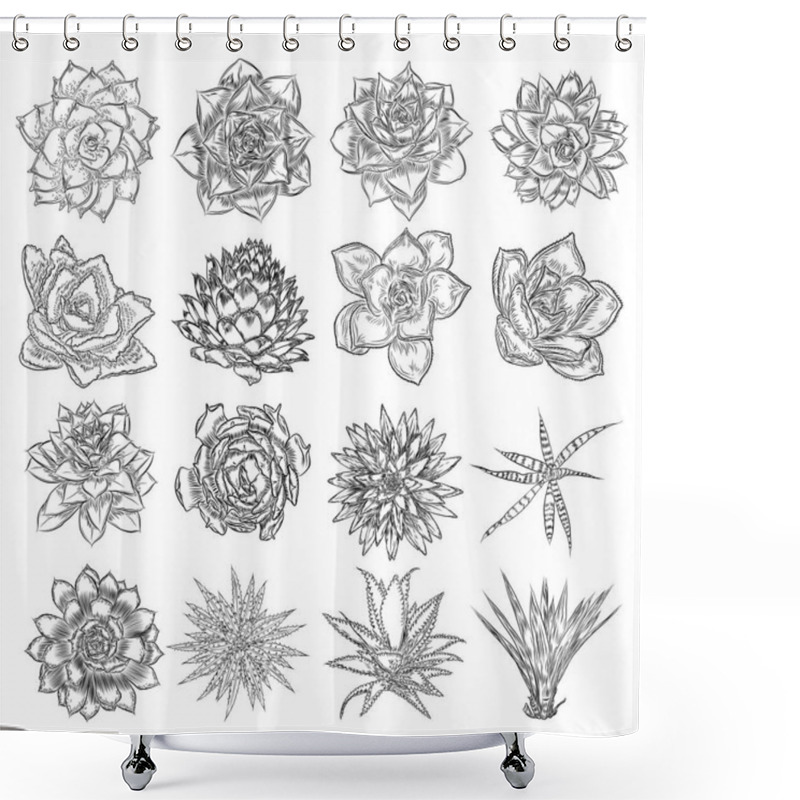 Personality  Cactus Fashion Set Design. Cacti Mood Collection. Sketchy Hand D Shower Curtains