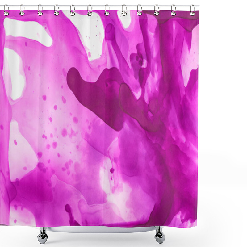 Personality  Violet Splashes Of Alcohol Ink As Abstract Background Shower Curtains