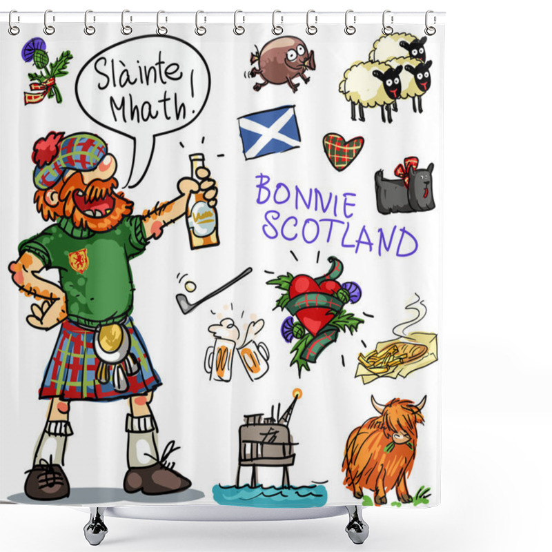 Personality  Bonnie Scotland Cartoon Clipart Collection Shower Curtains