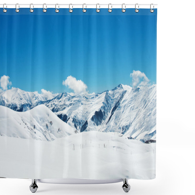 Personality  High Mountains Under Snow In The Winter Shower Curtains