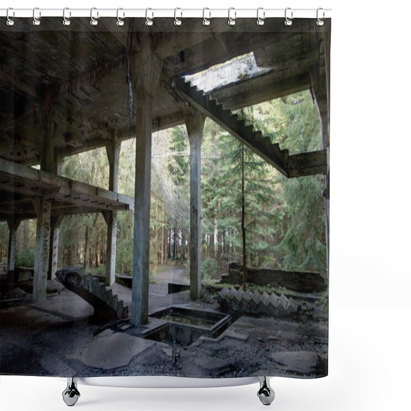 Personality  Abandoned Concrete Ruin Of An Old Tin Mine In Ore Mountains In Czech Republic Shower Curtains