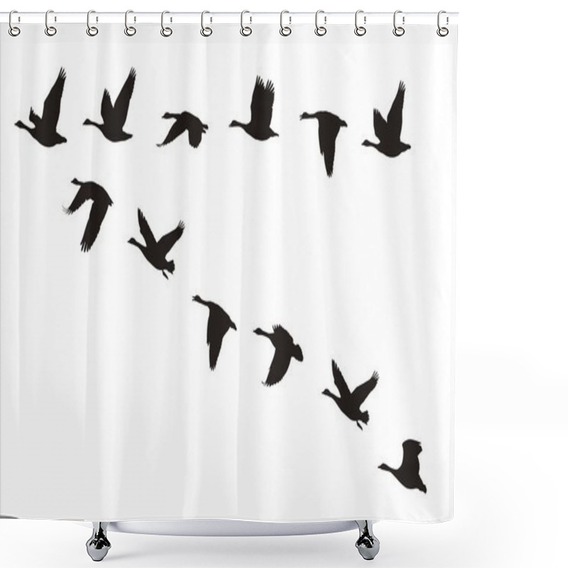 Personality  Flying Canadian Geese Shower Curtains