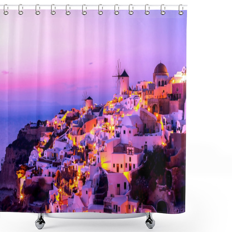 Personality  Santorini At Night Shower Curtains