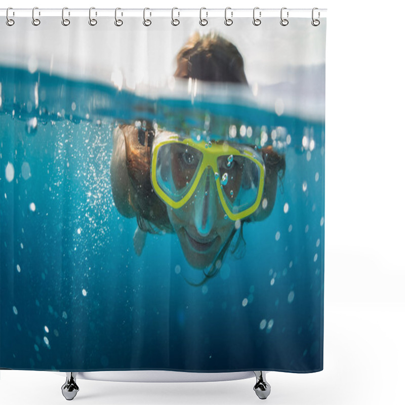 Personality  Snorkeling In The Ocean Shower Curtains