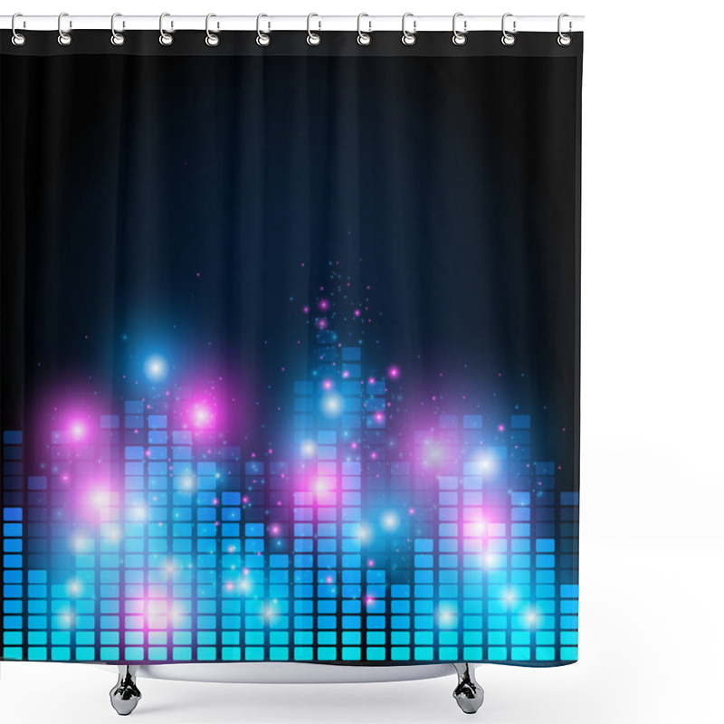 Personality  Equalizer On Abstract Technology Background Shower Curtains