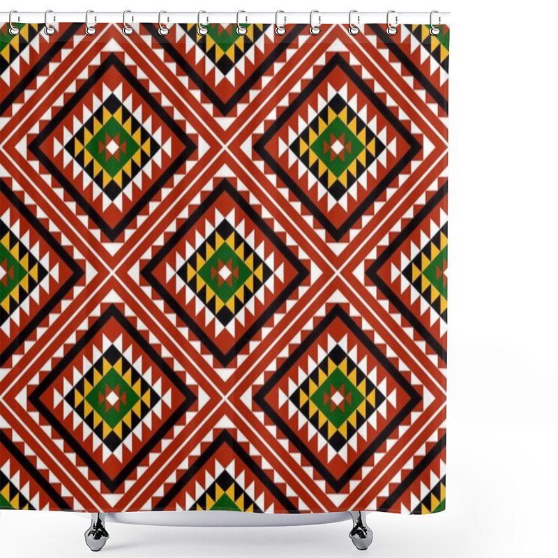 Personality  Geometric Ethnic Oriental Seamless Pattern Traditional Design For Background,carpet,wallpaper.clothing,wrapping,Batik Fabric,Vector Illustration.embroidery Style - Sadu, Sadou, Sadow Or Sado Shower Curtains