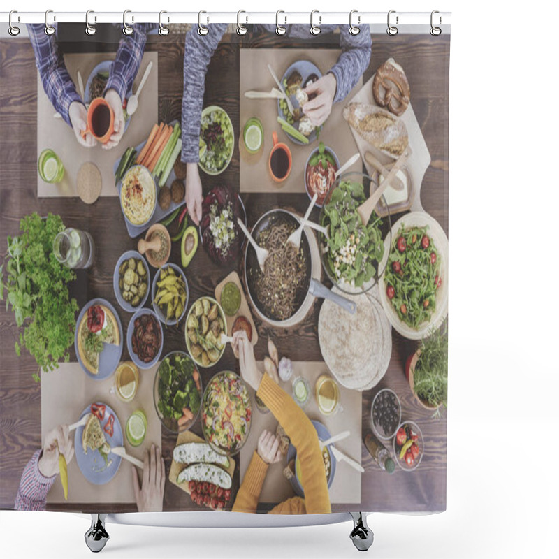 Personality  Vegetarians Having Dinner Shower Curtains