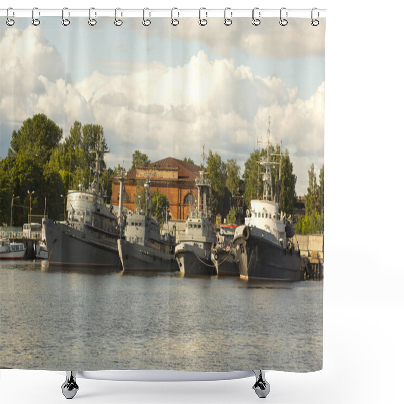 Personality   Ships On The Quay In Gavan On Kotlin Island. Shower Curtains