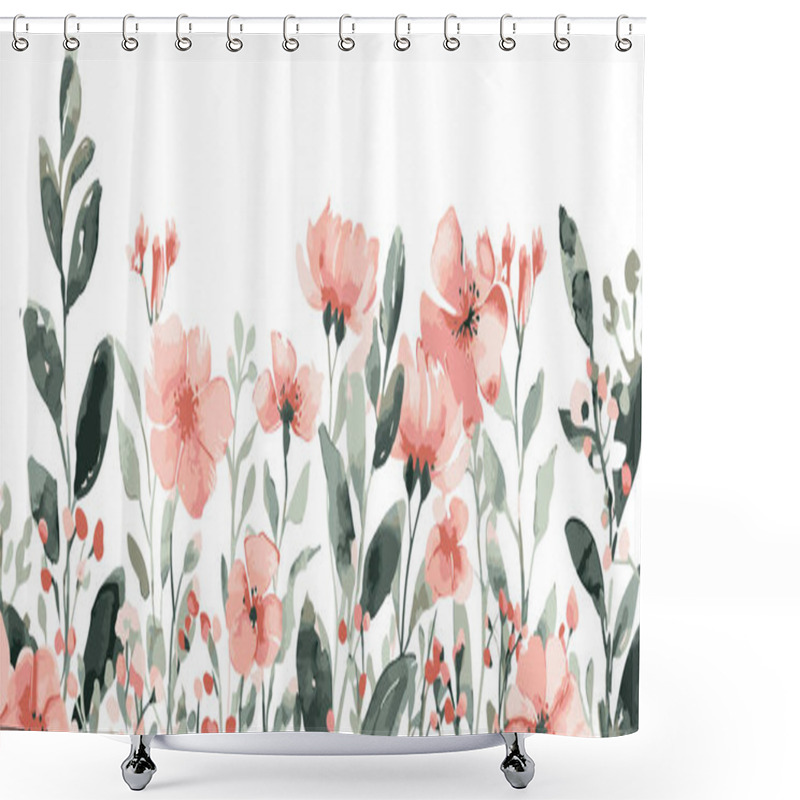 Personality  The Image Is A Captivating Display Of Floral Beauty, Featuring A Collection Of Expressive, Hand-painted Flowers In Soft Watercolor Tones, Embodying Elegance, Growth, And The Serene Beauty Of Nature. Shower Curtains