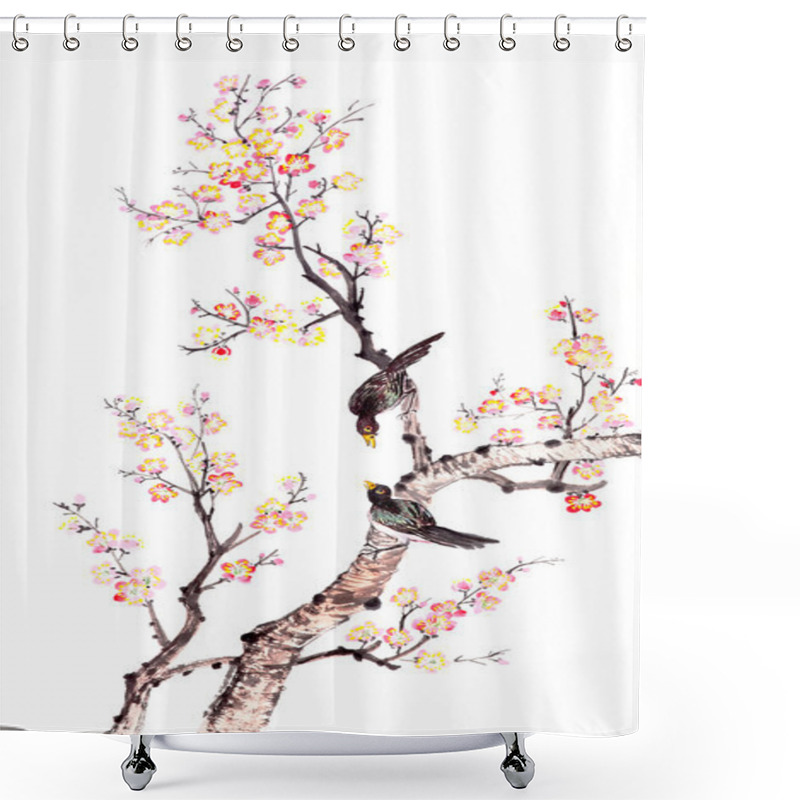 Personality  Traditional Chinese Painting Of Plum Blossom Shower Curtains