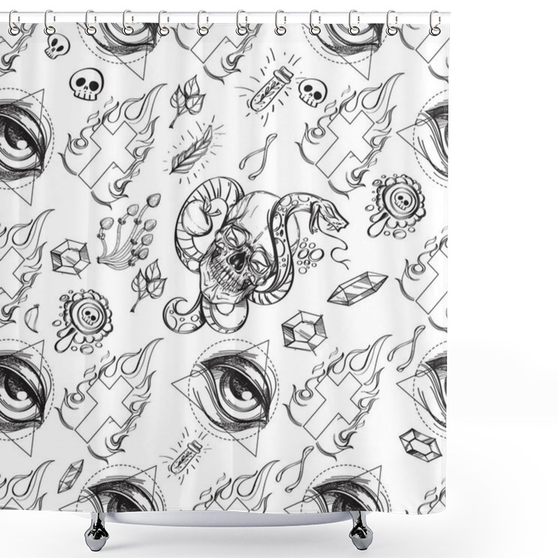 Personality  Black Magic. Seamless Pattern For Wrapping Paper, Wallpaper, Fab Shower Curtains