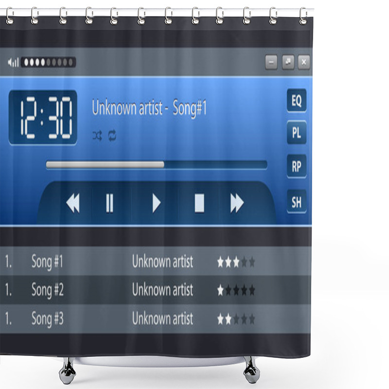 Personality  Vector Bright Audio Player Skin With Navigation Bar Shower Curtains