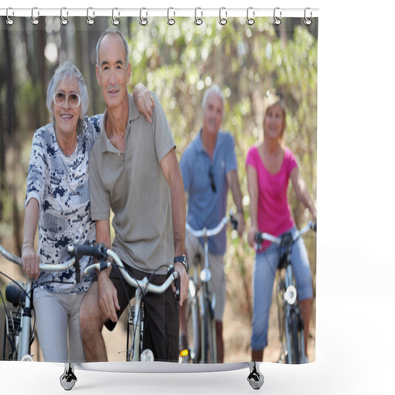 Personality  Elderly Riding Their Bikes Shower Curtains