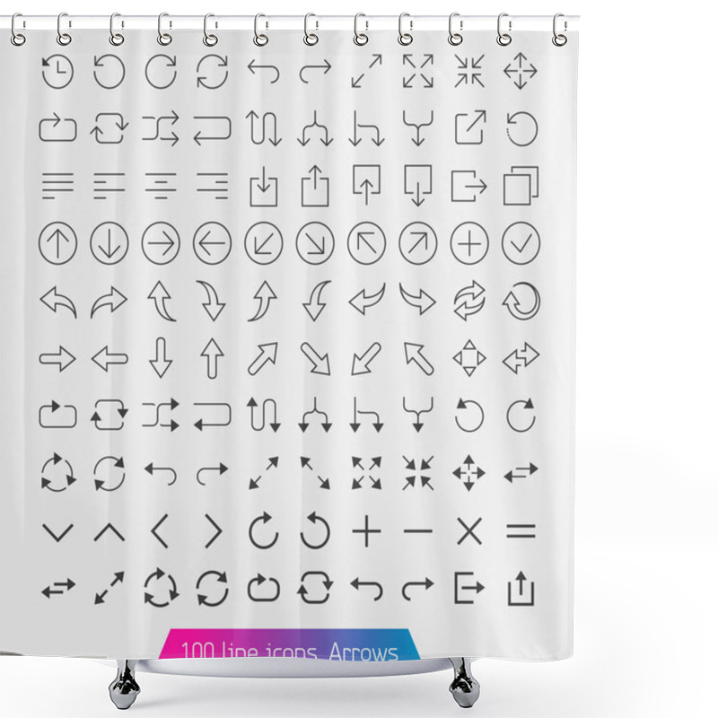 Personality  100 Line Icon Set - Arrows. Shower Curtains