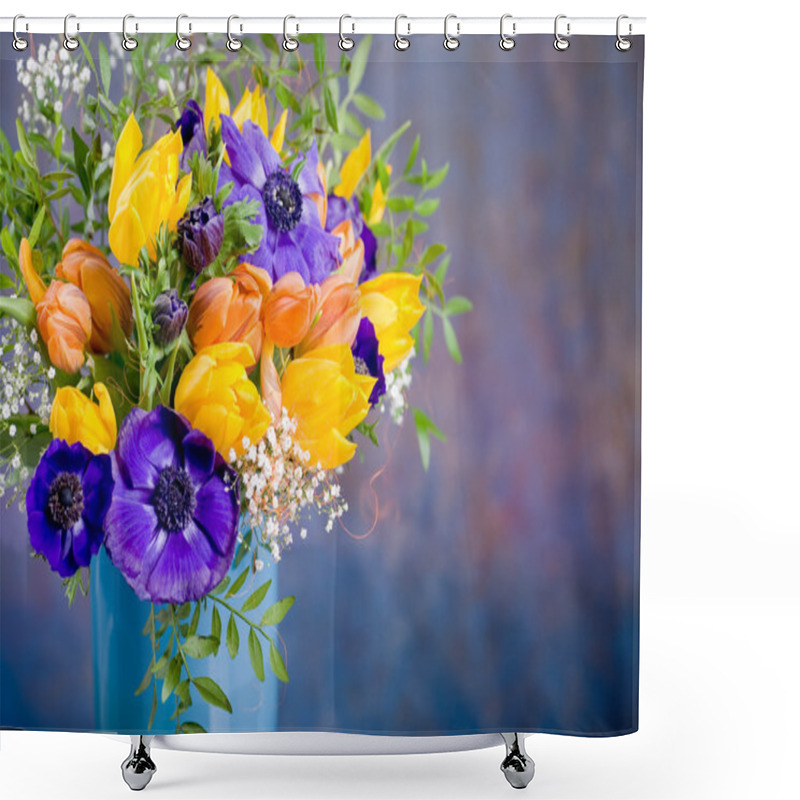 Personality  Bunch Of Anemones And Tulips Shower Curtains