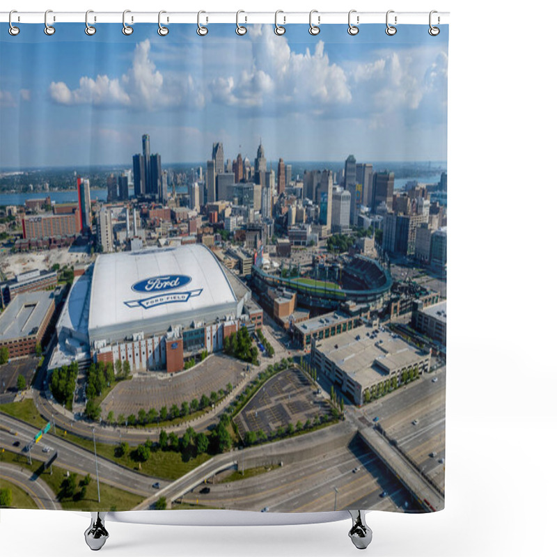 Personality  June 10, 2021 - Detroit, Michigan, USA: Ford Field Is A Domed American Football Stadium Located In Downtown Detroit. It Primarily Serves As The Home Of The Detroit Lions Of The National Football League Shower Curtains