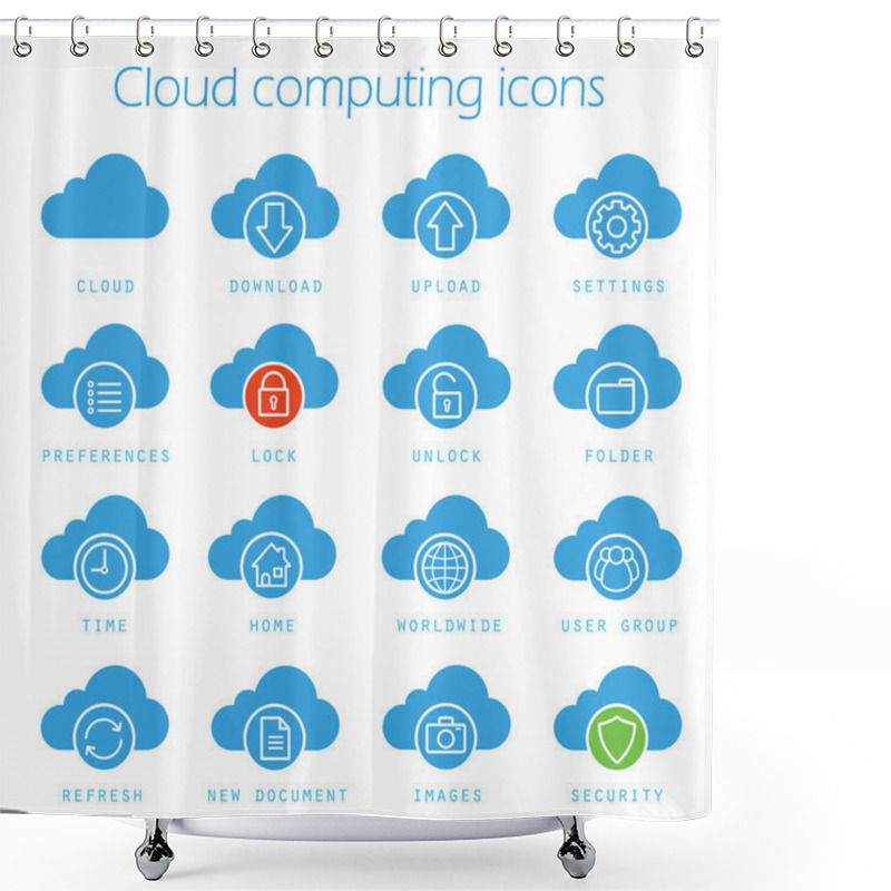 Personality  Cloud Computing Icons Set Shower Curtains