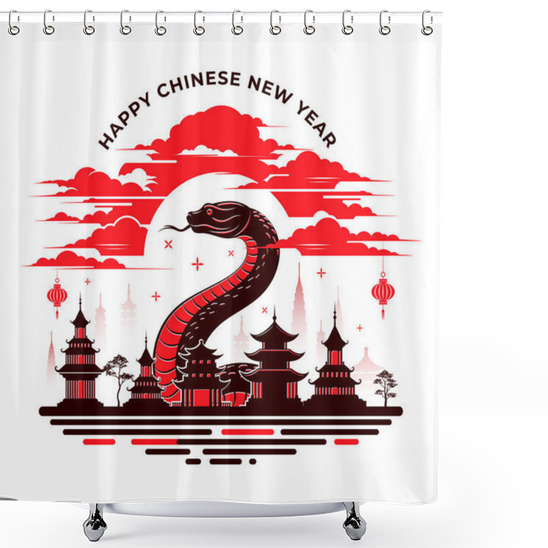 Personality  Happy Chinese New Year 2025, Year Of The Snake Zodiac Vector Illustration Shower Curtains