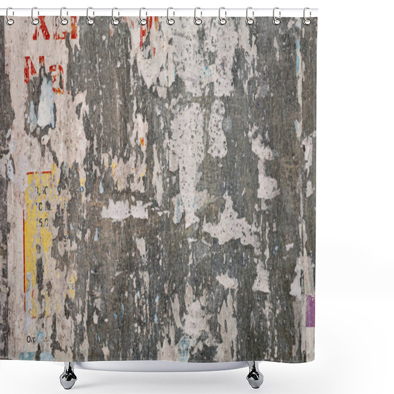 Personality  Ripped Poster Background - Grunge Texture Of Torn Advertisement On Billboard Sheet Metal Shower Curtains