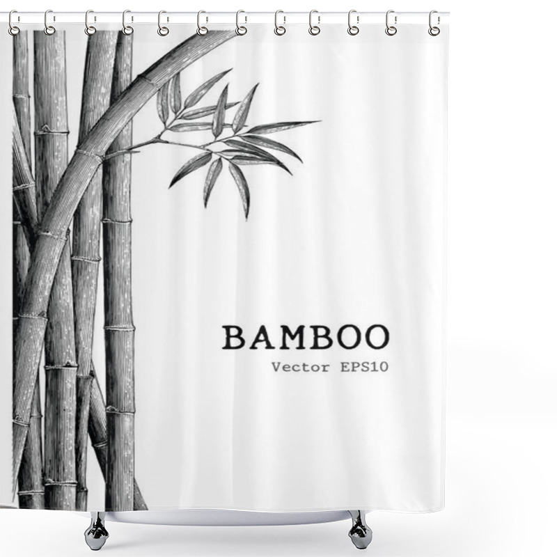 Personality  Bamboo Background Hand Drawing Engraving Style Shower Curtains