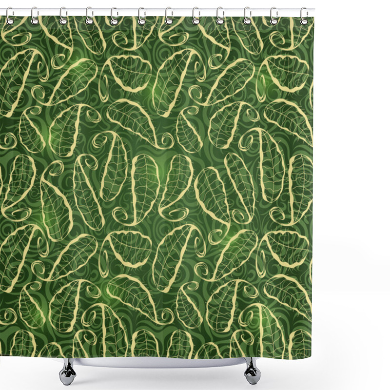 Personality  Shiny Seamless Pattern With Leaf Silhouettes Shower Curtains