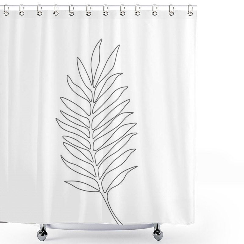 Personality  One Line Drawing Areca Leaf. Continuous Line Exotic Tropical Plant. Shower Curtains