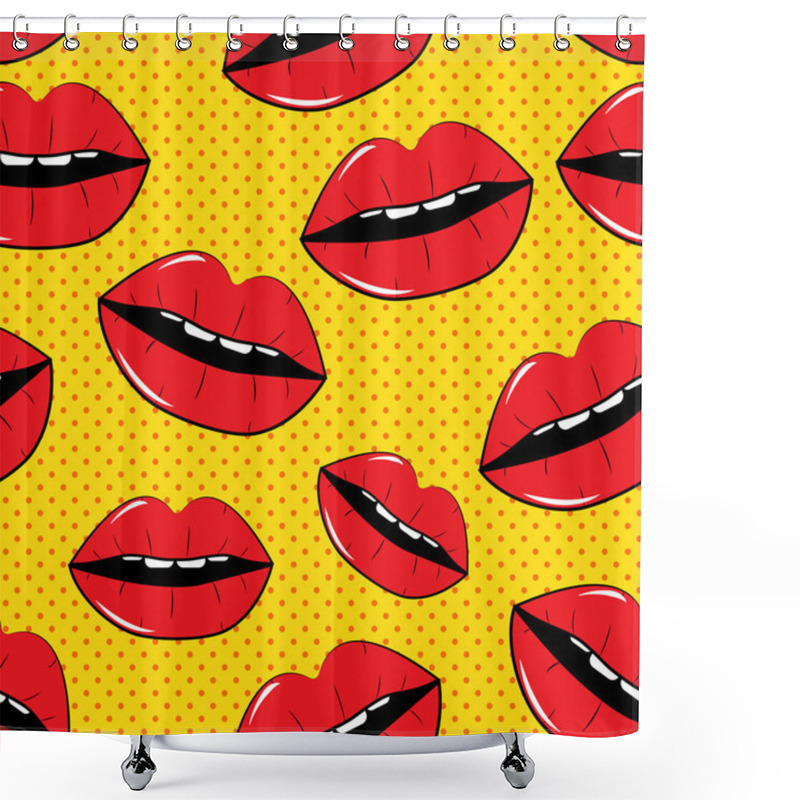 Personality  Lips Seamless Pattern Background In Pop Art Style Vector Illustr Shower Curtains