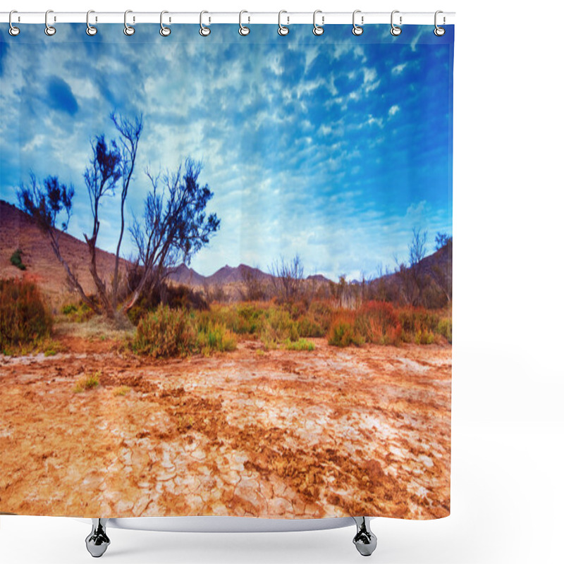 Personality  Tree Near Sand Dunes In The Desert, Spain, Andalucia, Almeria Shower Curtains