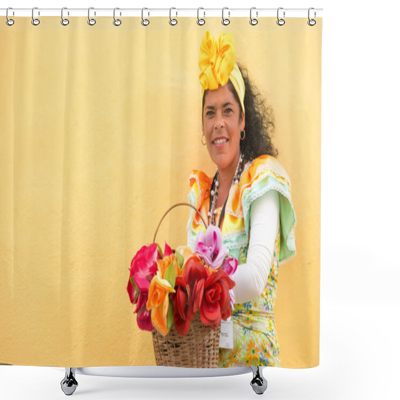 Personality  Latin Woman Wearing A Traditional Dress Shower Curtains