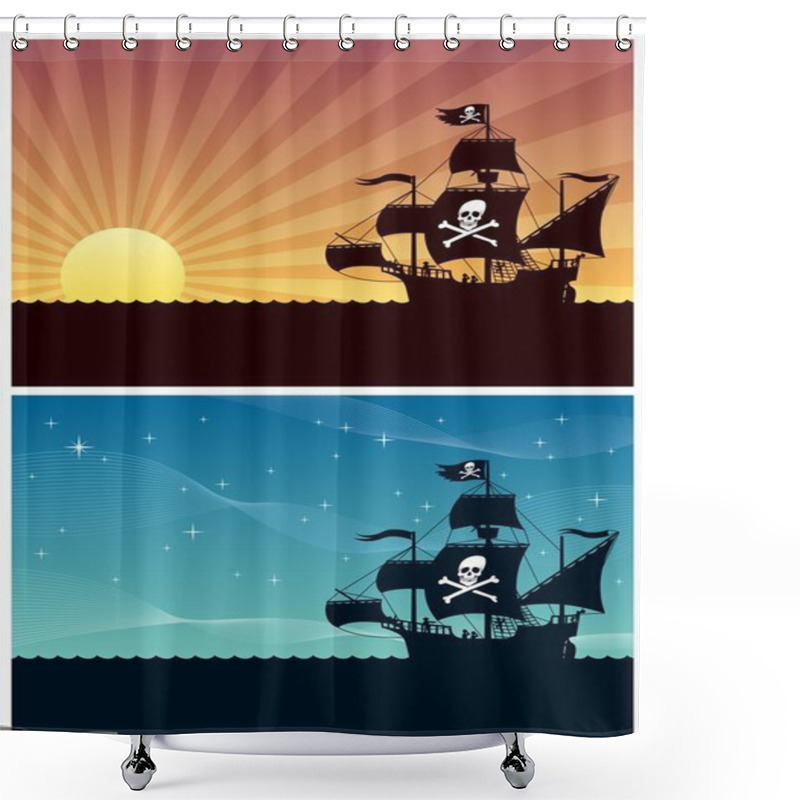 Personality  Pirate Backgrounds Shower Curtains