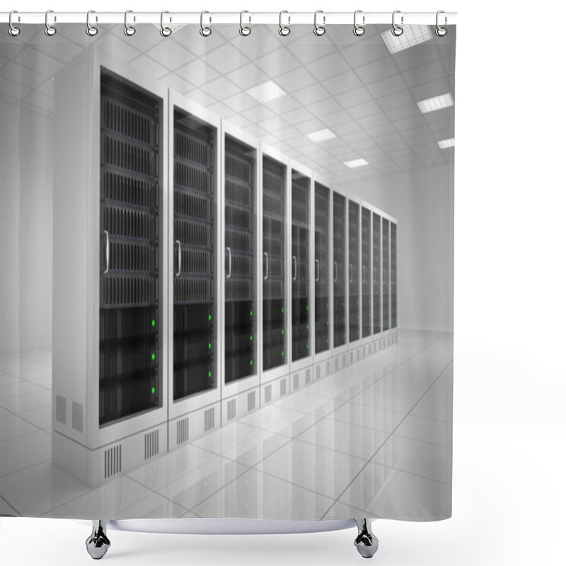 Personality  Datacenter With One Row Of Computers Shower Curtains