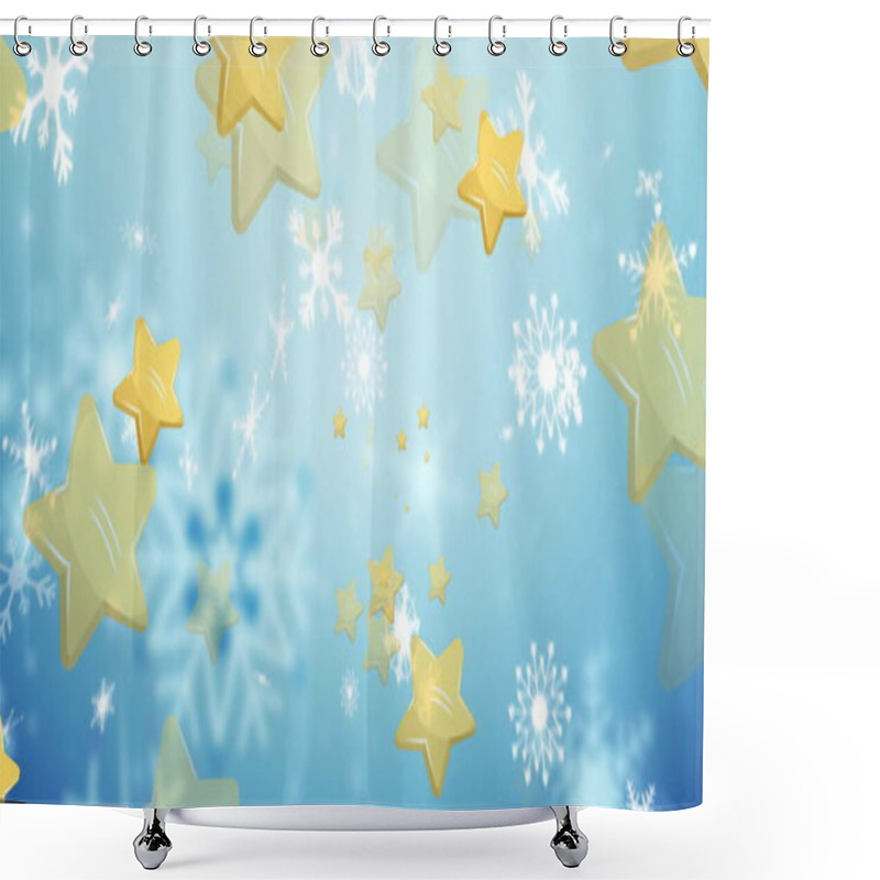 Personality  Image Of American Flag And Clouds Falling Over Cloudy Sky. Christmas Tradition And Celebration Concept Digitally Generated Image. Shower Curtains