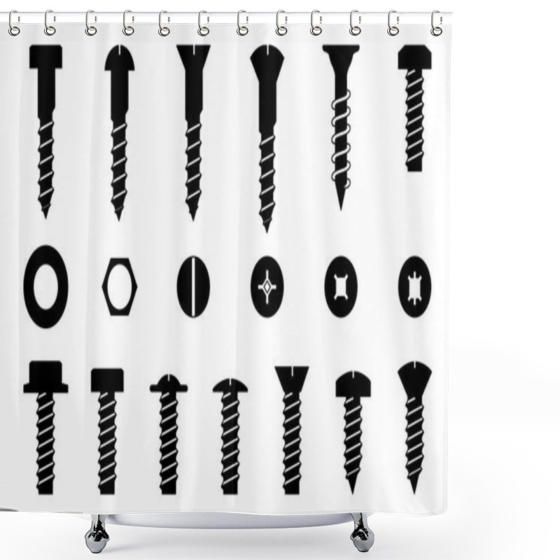 Personality  Set Of Screws, Vector Shower Curtains