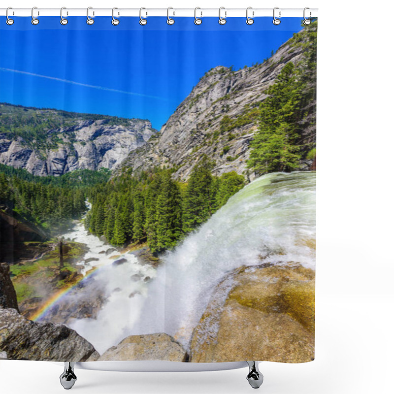 Personality  Vernal Falls And Merced River, Hiking At Nevada Falls Along John Muir Trail And Mist Trail, Yosemite National Park, California, USA Shower Curtains