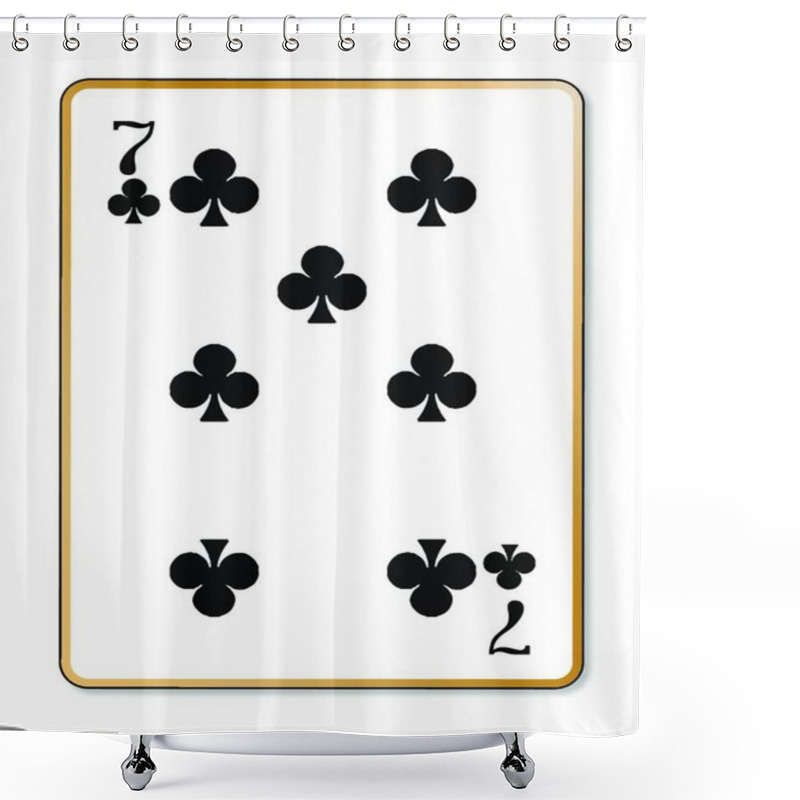 Personality  The Playing Card The Seven Of Clubs Over A White Background Shower Curtains