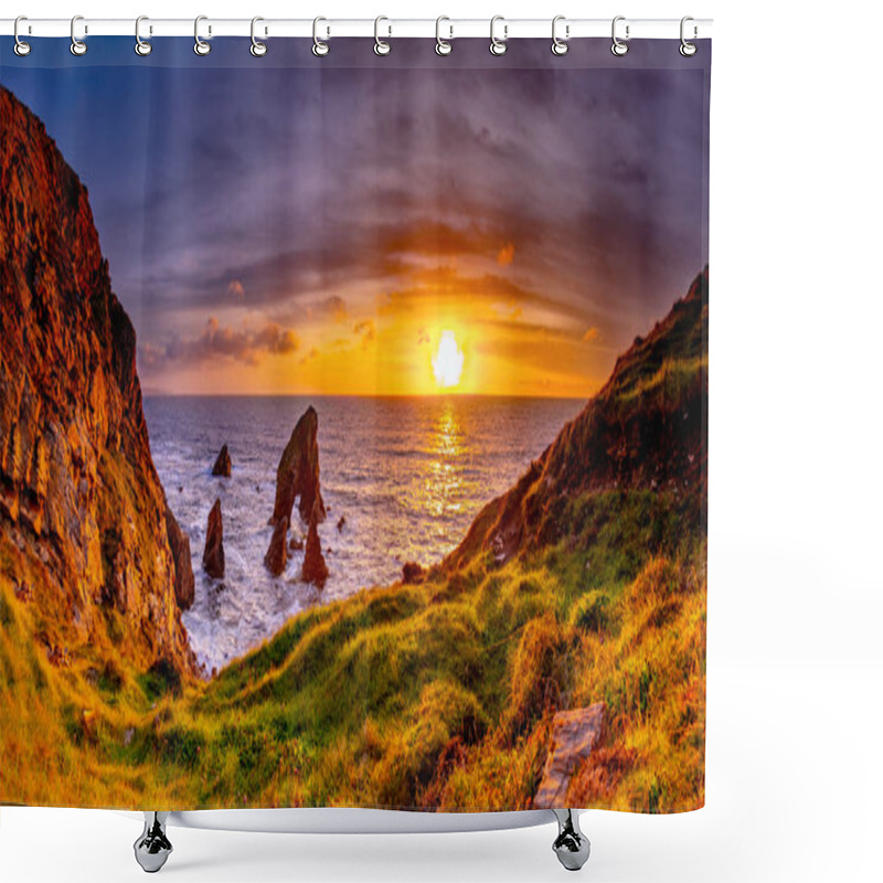 Personality  Crohy Head Sea Arch Breeches During Sunset - County Donegal, Ireland Shower Curtains