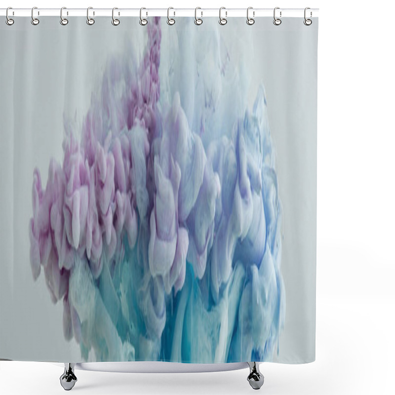 Personality  Close Up View Of Light Blue, Pink And Purple Paint Swirls In Water Shower Curtains