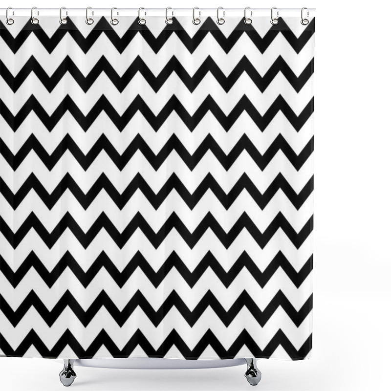 Personality  Seamless Pattern Zigzag. Chevron Seamless Background. Black And White Wallpaper Retro. Shower Curtains