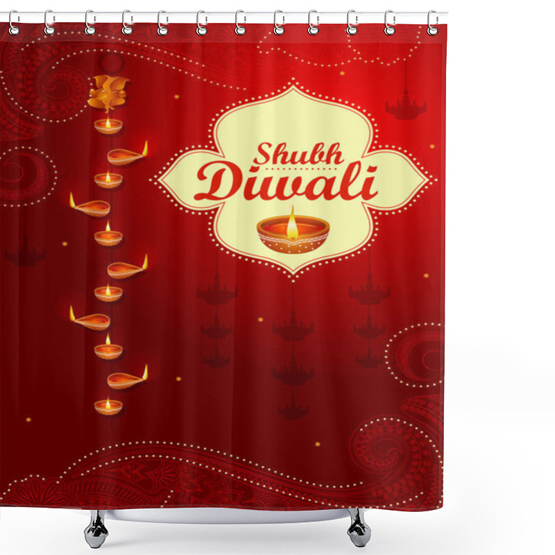 Personality  Decorated Diya For Happy Diwali Festival Holiday Celebration Of India Greeting Background Shower Curtains